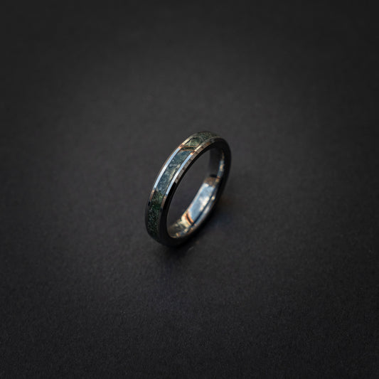 Zilveren tungsten ring gevuld met Mosagaat 4 mm